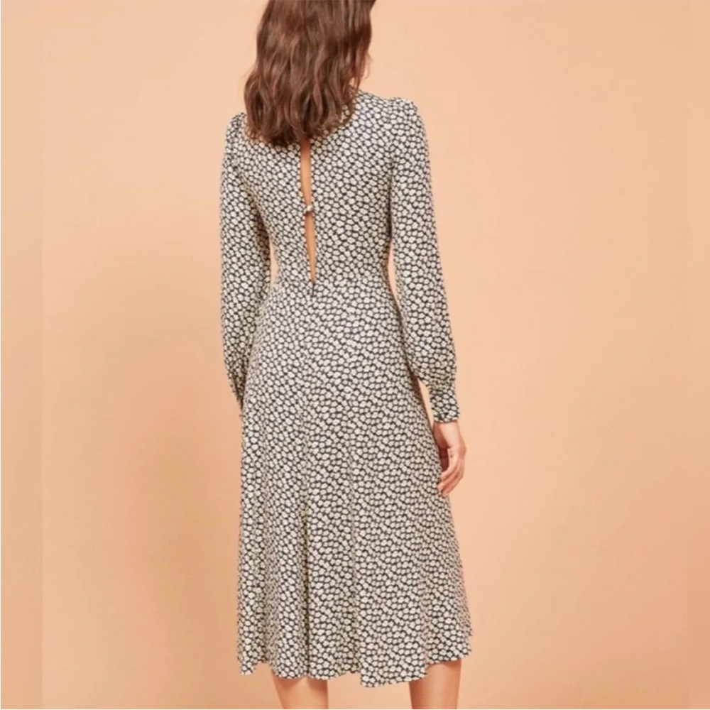 Reformation Josephine Long Sleeve Floral Midi Dress Navy Blue - Picture 2 of 12
